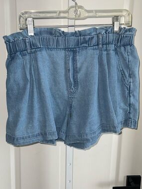 American Eagle Paperbag Waist Denim Shorts Blue Soft Size Large